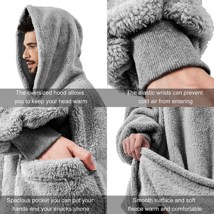 Tuopuda Übergrosse Hoodie Sweatshirt Damen Herren Decke Sweatshirt Pullover mit Kapuze Langarm Kapuz