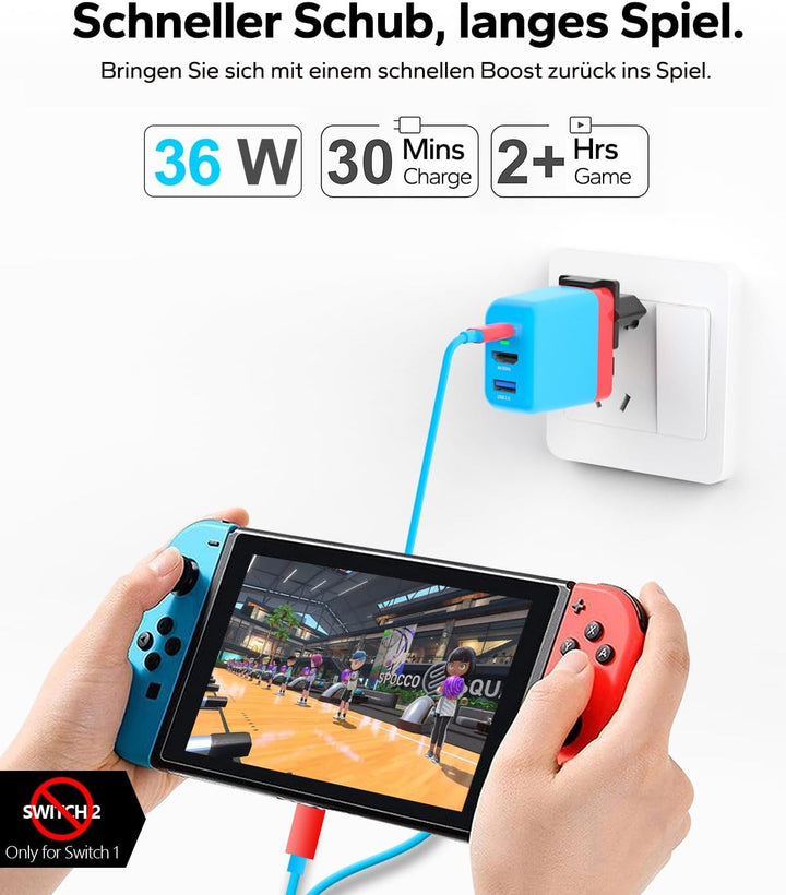 TreasLin Switch Ersatz Dock, PD 36W USB C Ladegerät für Switch-OLED TV Modus Dockstation für Switch