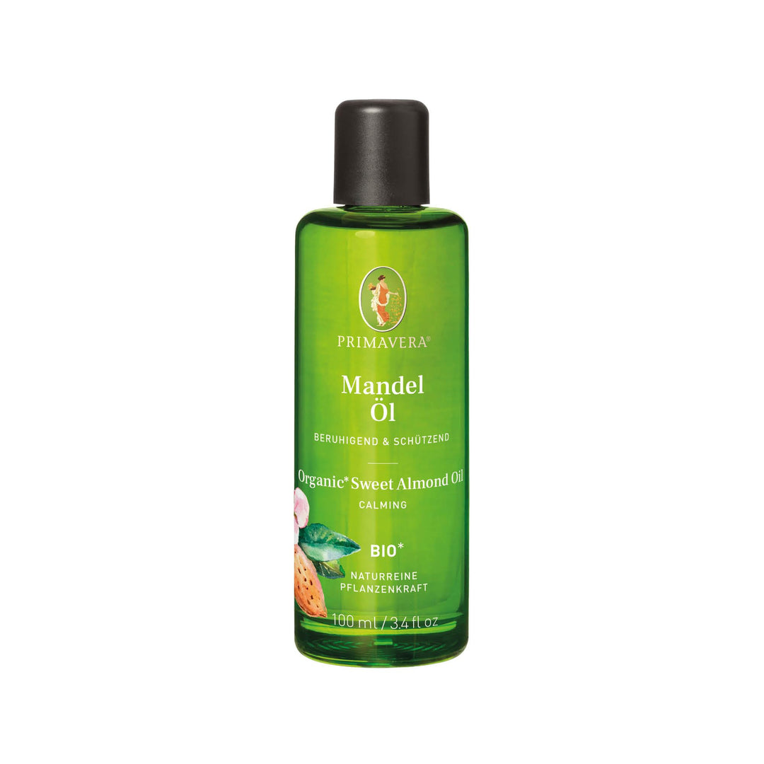 PRIMAVERA Pflegeöl Mandelöl bio 100 ml – naturreine Pflanzenkraft – Glasflasche – Aromaöl, Körperöl,