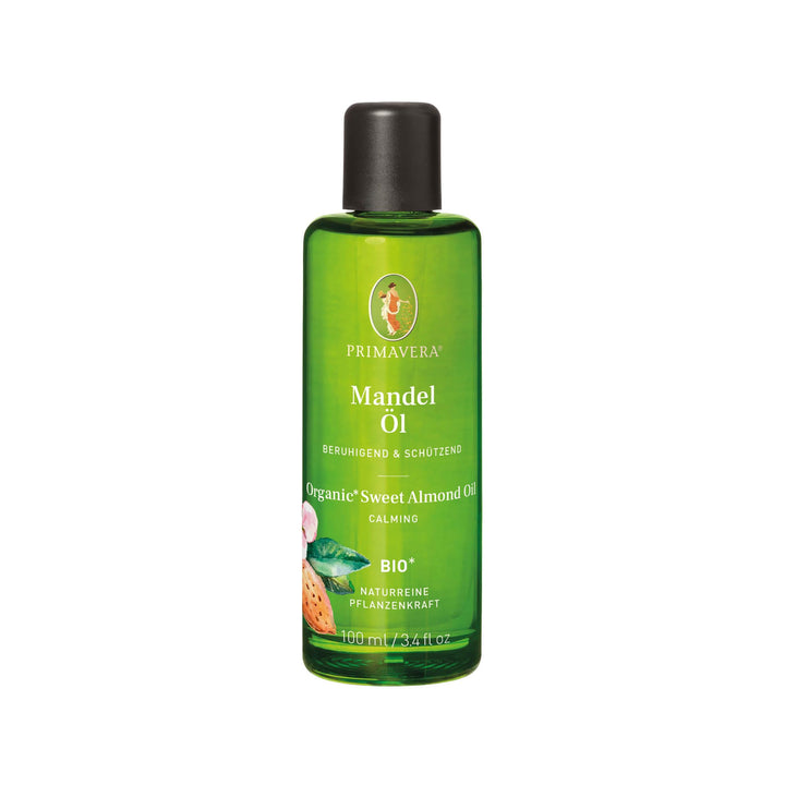 PRIMAVERA Pflegeöl Mandelöl bio 100 ml – naturreine Pflanzenkraft – Glasflasche – Aromaöl, Körperöl,