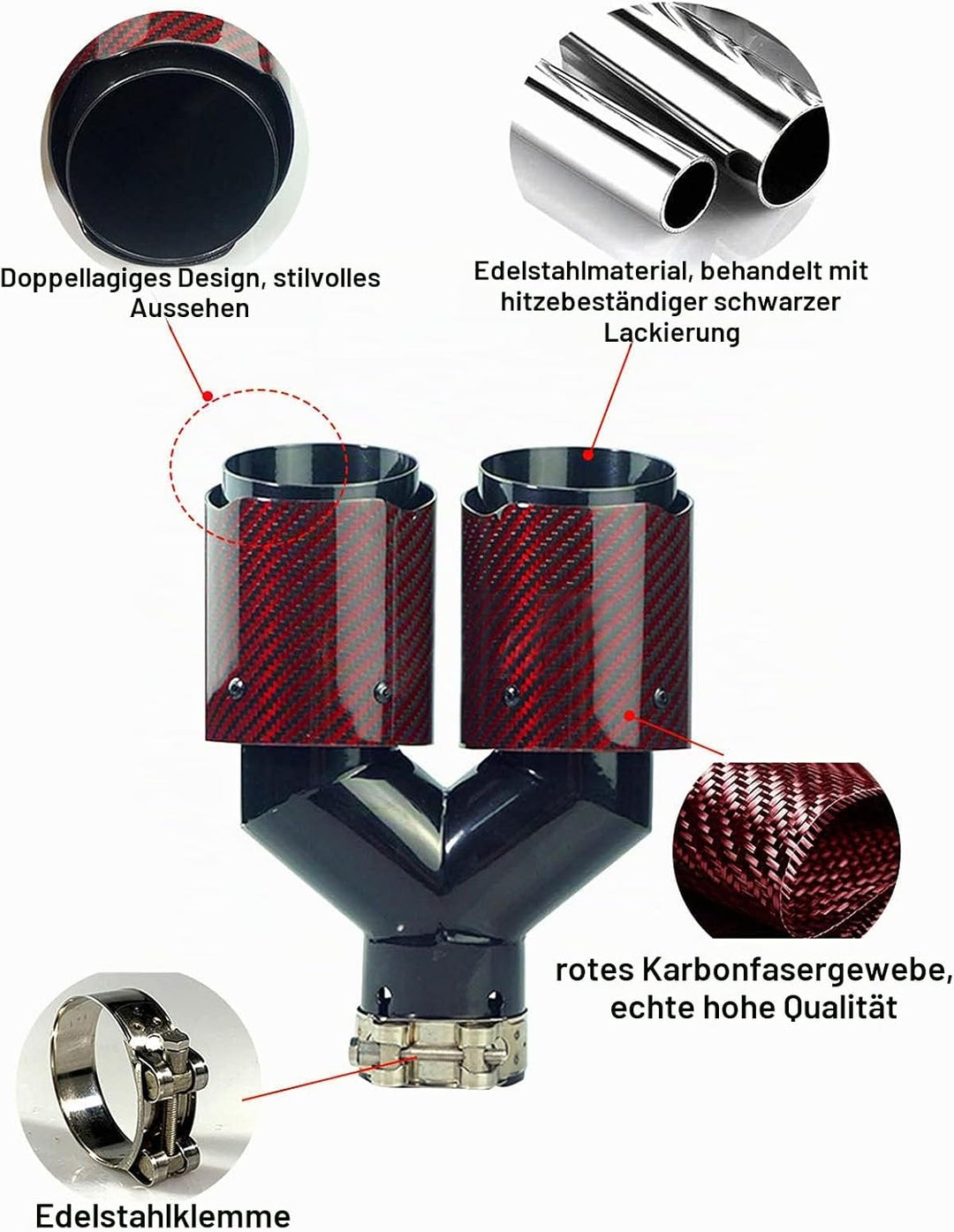 Krtopo 63mm Doppelschalldämpfer Spitze Carbon Auto Auspuffrohr Heckspitze Heckspitze Einlass 2,5" Au
