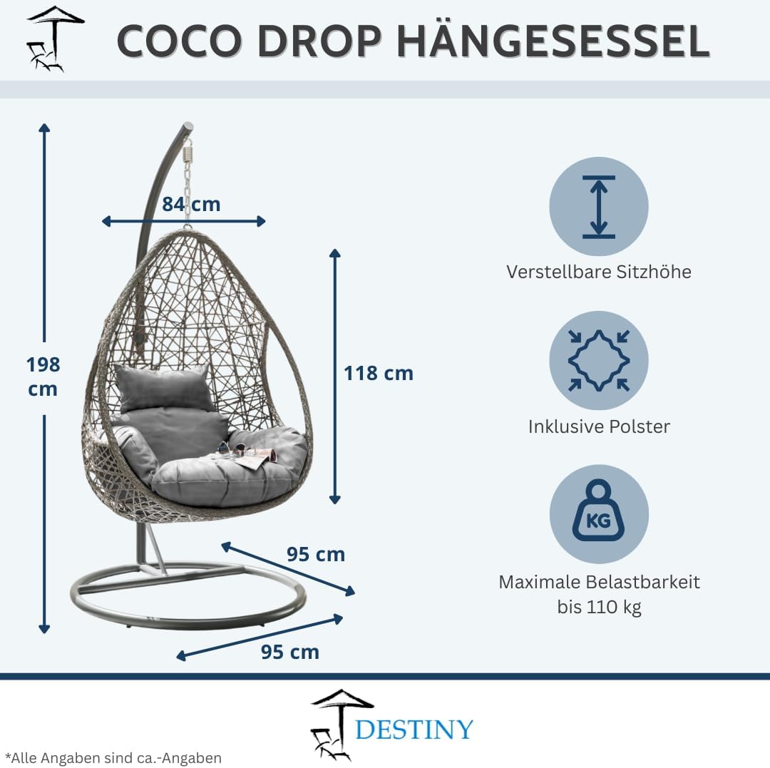 Destiny Coco Drop Hängesessel Polyrattan Hängekorb