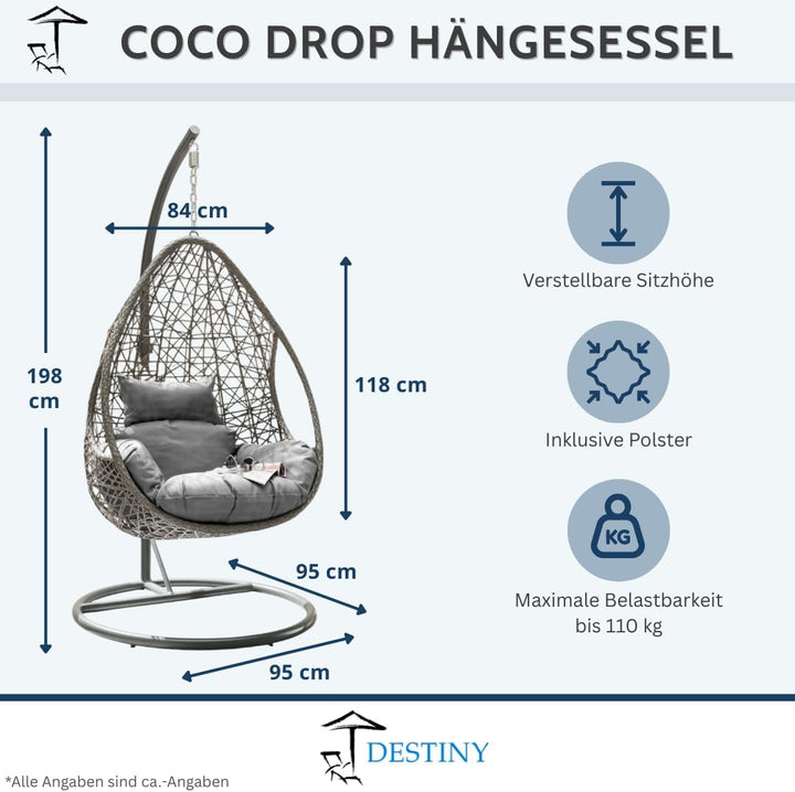 Destiny Coco Drop Hängesessel Polyrattan Hängekorb