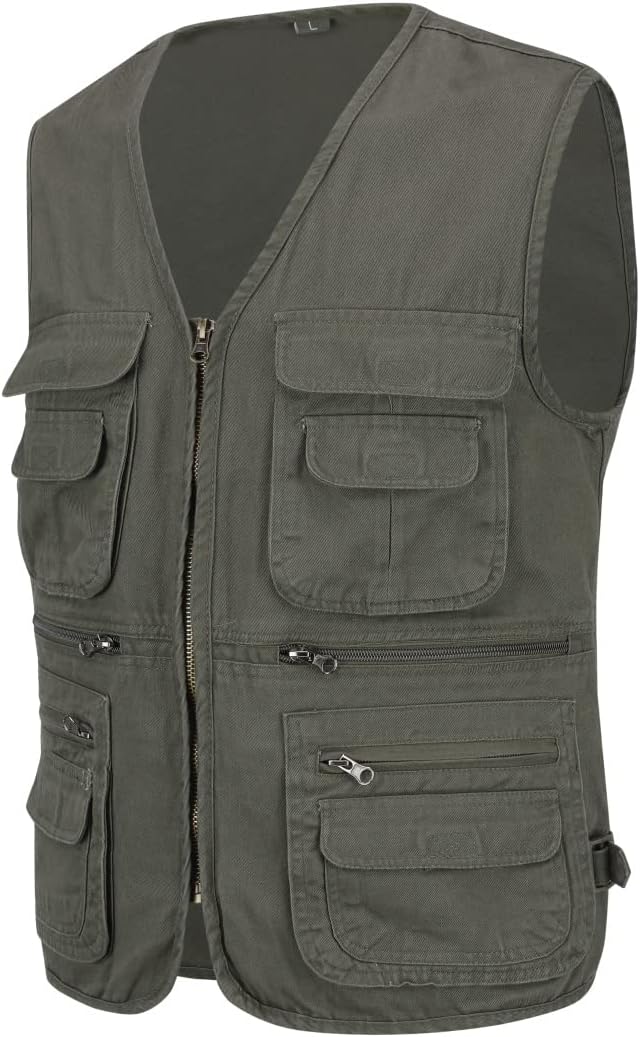 YOUTHUP Anglerweste Herren Outdoor Weste Multi-Tasche Ärmellose Jagd Herrenwesten Leicht Safari Wand