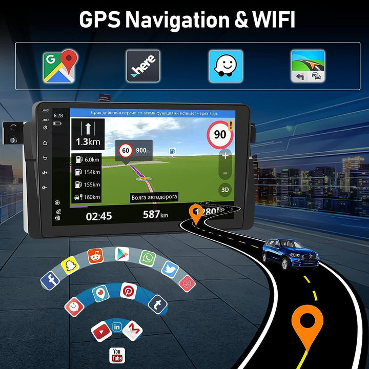 CAMECHO Android 12 Autoradio für BMW E46 Radio mit Navi Carplay Android Auto,9 Zoll Auto Radio Touch