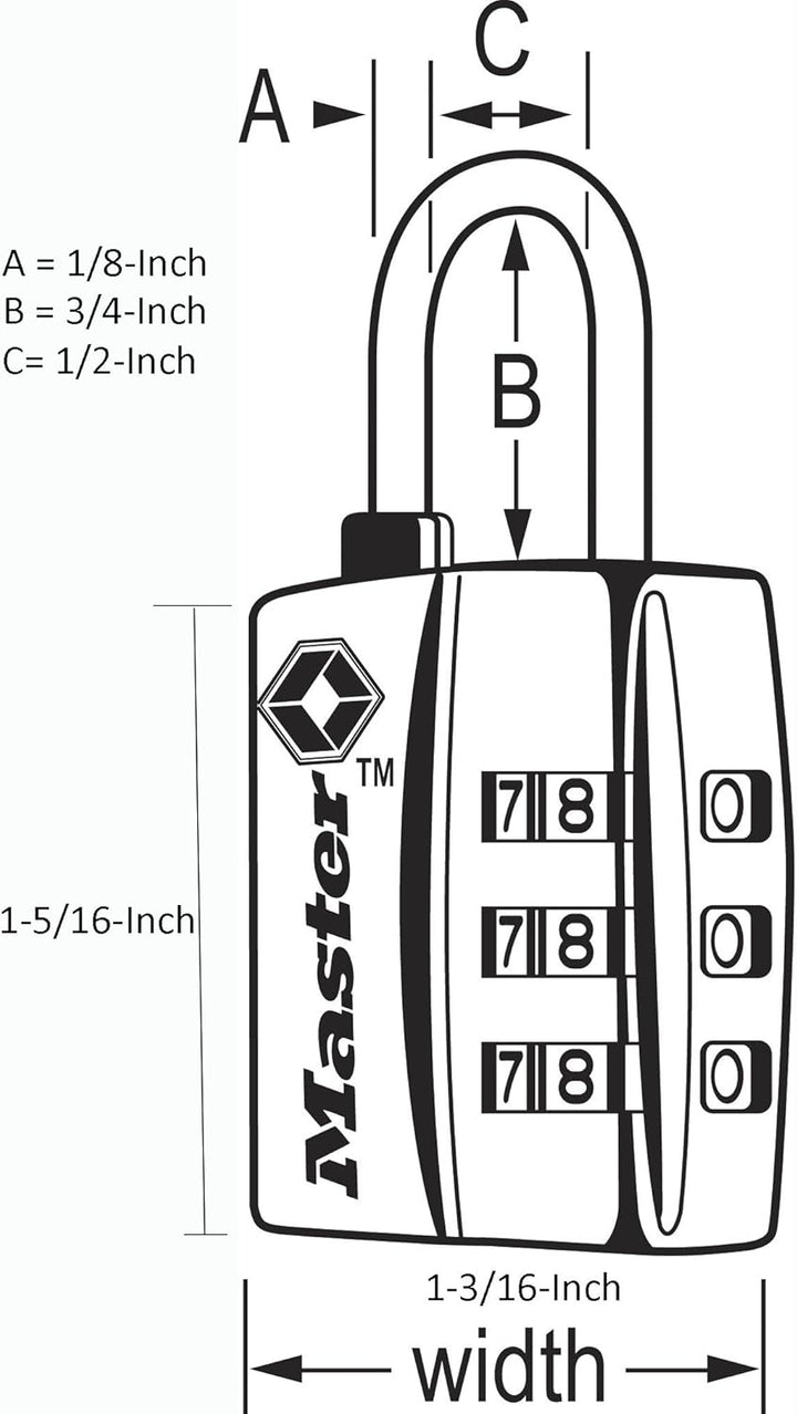 Master Lock 4680DBLK TSA Accepted Luggage Lock, Black, Pack of 1 1-Pack, 1-Pack