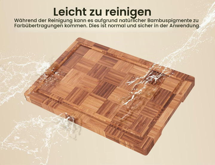 Fibogollo 3er Set Bambus Schneidebretter,2cm dicke Schneidebrett Küche mit Saftrille und Bracket,Bro