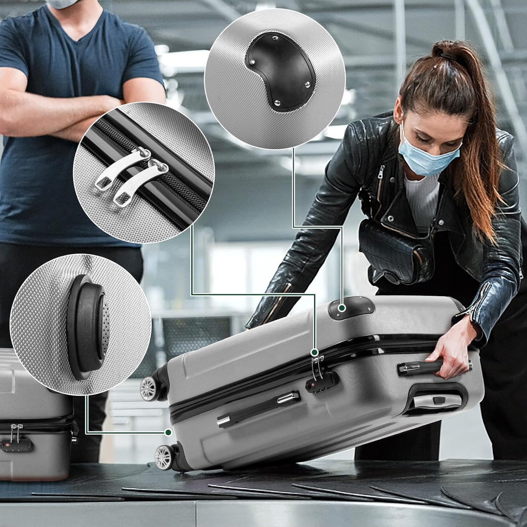 LALAHO Kofferset 3/4 teilig, Reisekoffer Set mit Kosmetikkoffer, Hartschalen Koffer Set aus ABS, Gep