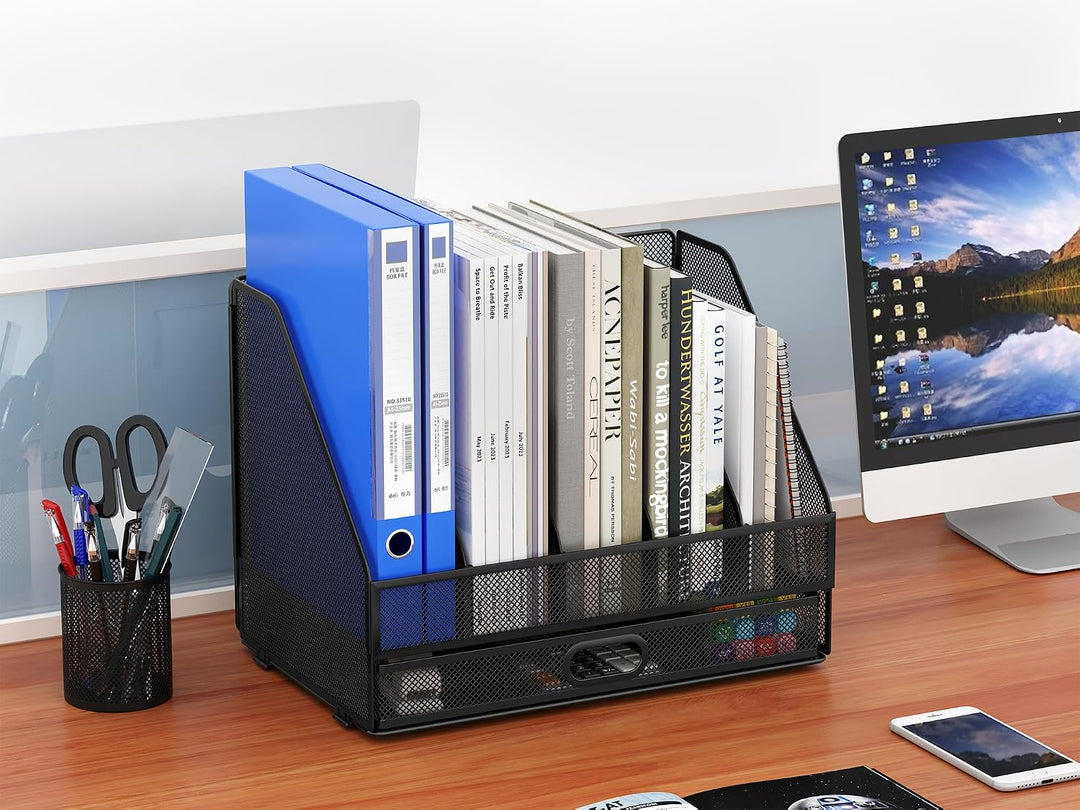 EasyPAG 5 Fächer A4 Metall Büro Schreibtisch Organizer Dokumentenhalter Aktenablage Zeitschriftenhal