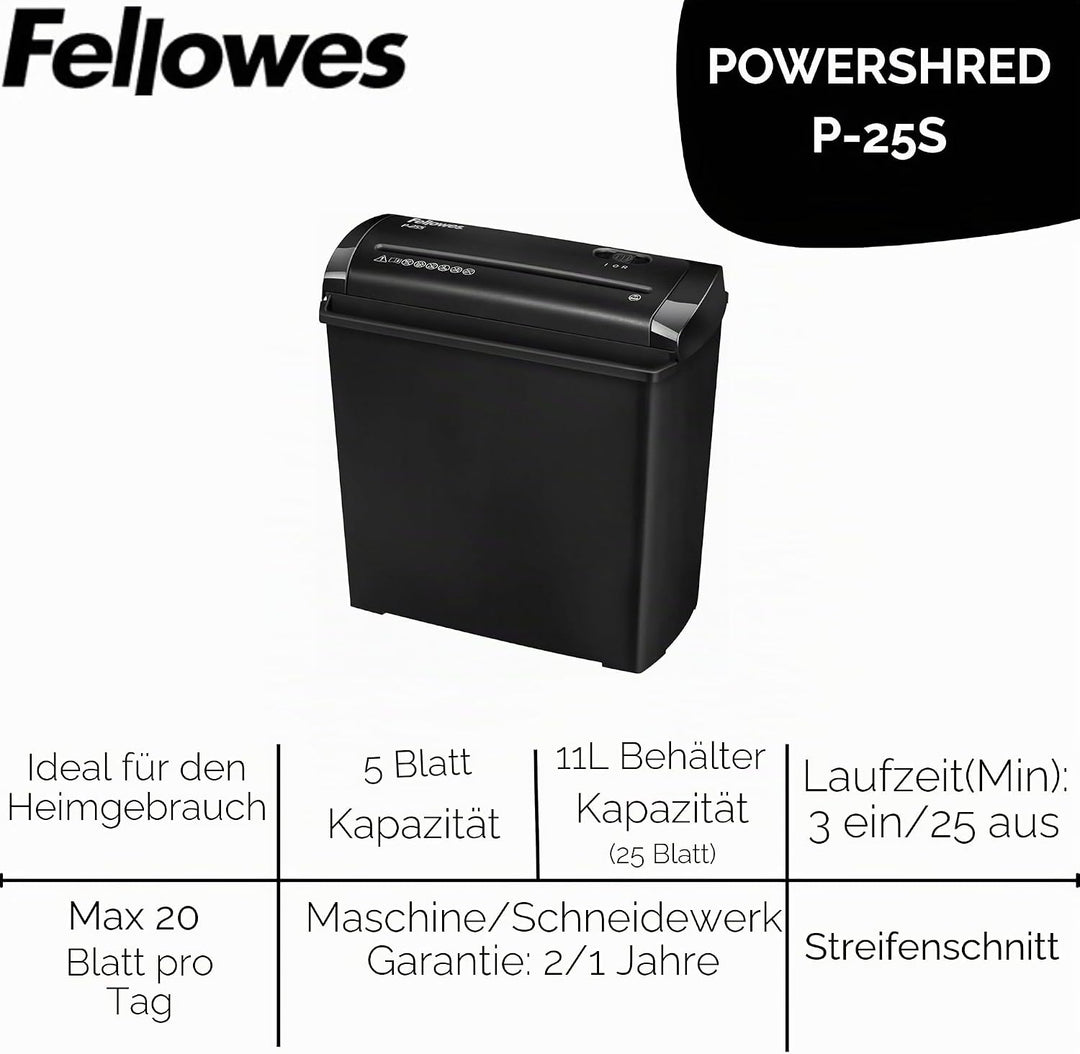 Fellowes 6008101 Powershred P-30C Aktenvernichter, Partikelschnitt, 22 cm, Schwarz