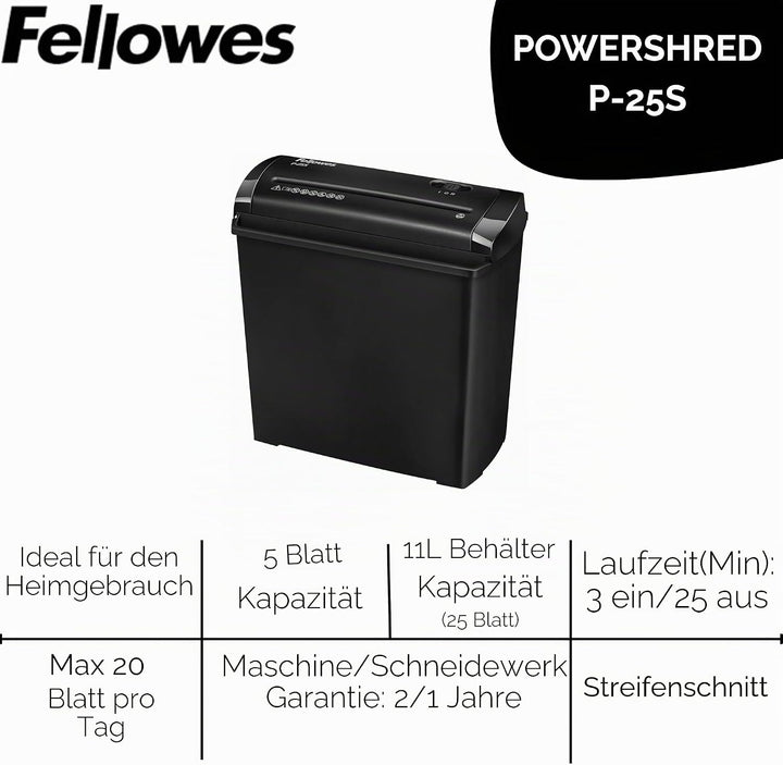 Fellowes 6008101 Powershred P-30C Aktenvernichter, Partikelschnitt, 22 cm, Schwarz
