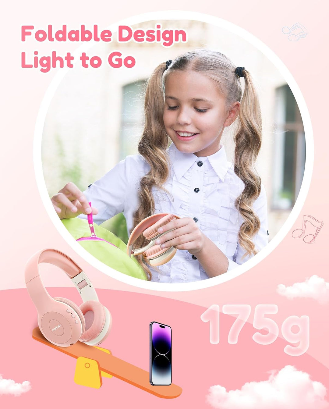 EarFun Bluetooth Kopfhörer Kinder [2er-Pack], 85/94dB Lautstärkeregelung, HiFi Sound, HD-Mikrofon, 4