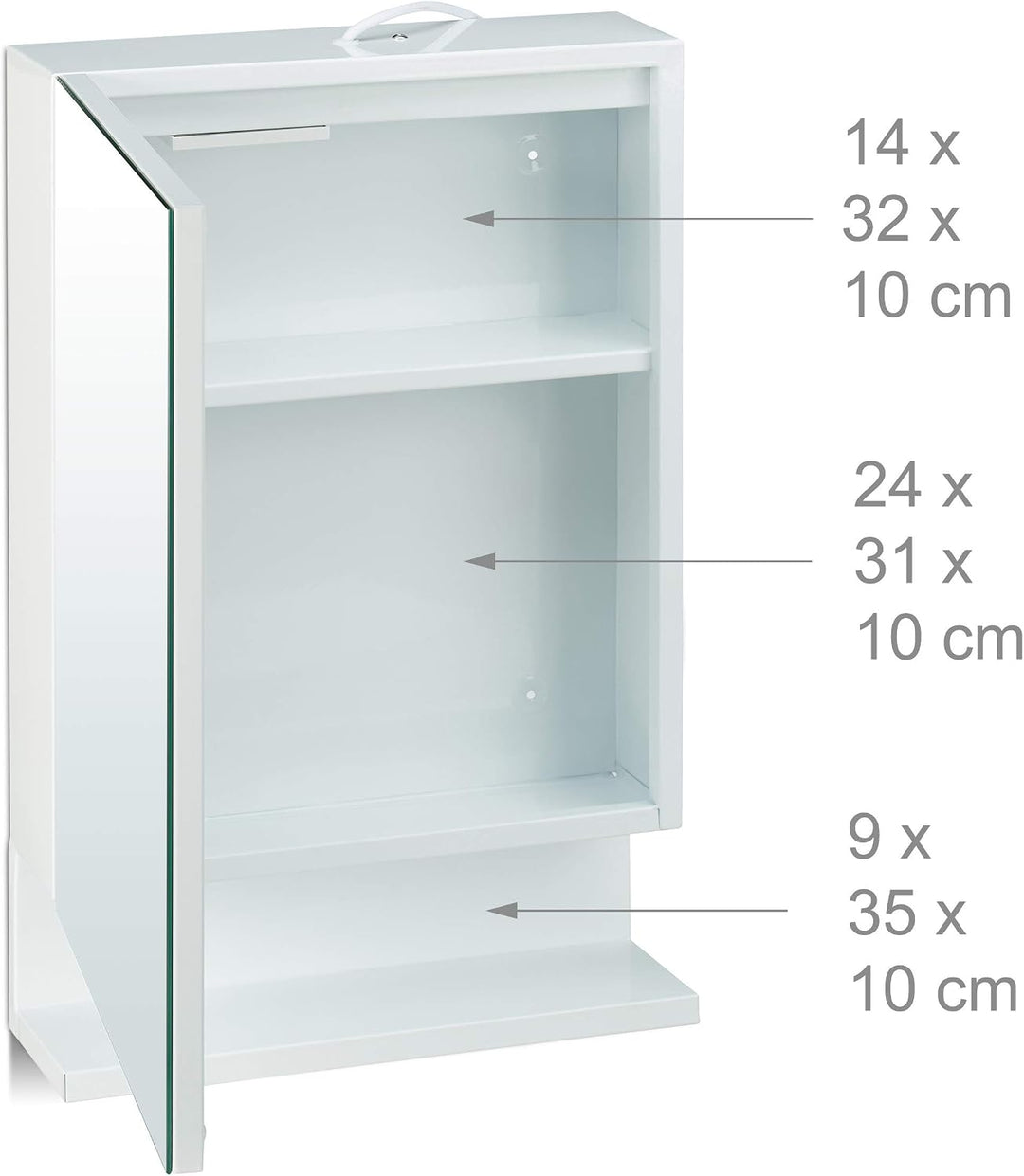 Relaxdays, 1-türig, weiss Badspiegelschrank, Steckdose, Badezimmerschrank, Wandschrank, H x B x T: 5