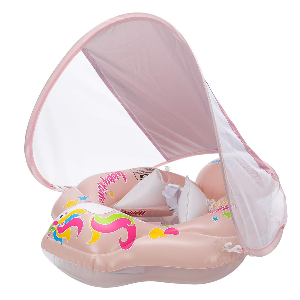 Schwimmring Baby mit Abnehmbarem Sonnendach, Schwimmring mit Sonnendach SPF 50+, Rüsten sie Baby Sch
