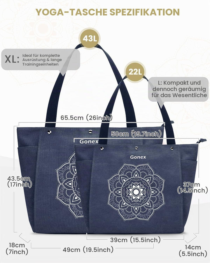 Gonex Yogatasche, Yogamatte Tasche mit Mehreren Taschen für Damen und Herren, Canvas wasserdichte To