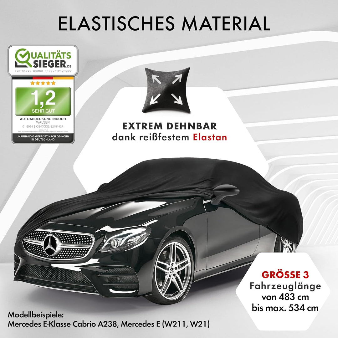 WALSER Premium Abdeckung Auto Indoor Stretch Plus Qualitätssieger Sehr Gut* Autoabdeckung Winter Aut