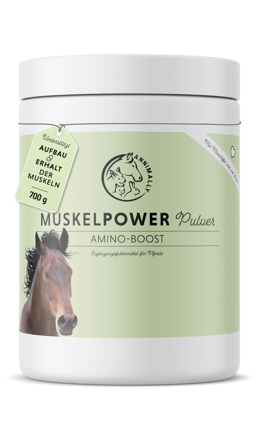 Annimally Muskelaufbau Pulver für Pferde 700g mit Sojaprotein, Lysin, Carnitin, Threonin, Methionin