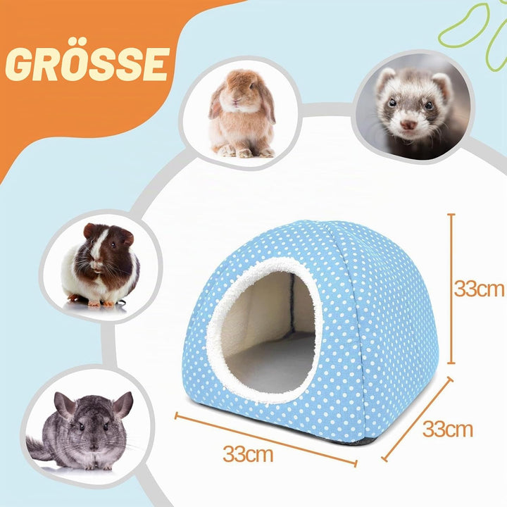 Dyrdekly Kaninchenhöhle Grosses Meerschweinchenbett Waschbares Haus und Versteck Fleece Versteckhütt