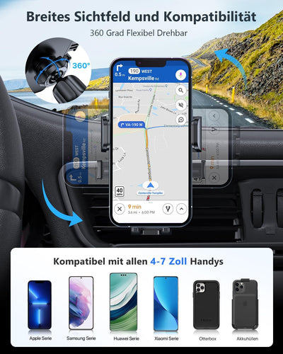 Miracase Handyhalterung Auto Lüftung mit EIN-Knopf-Release [Doppelt Stabiler Hakenclip] 360° Drehung