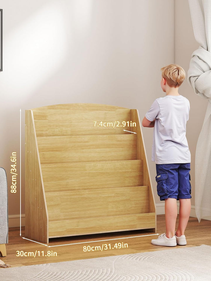4 Tier Bücherregal Kinder Montessori Kinderregal 88cm Höhe, Kinderzimmer Spielzeug Aufbewahrung Büch
