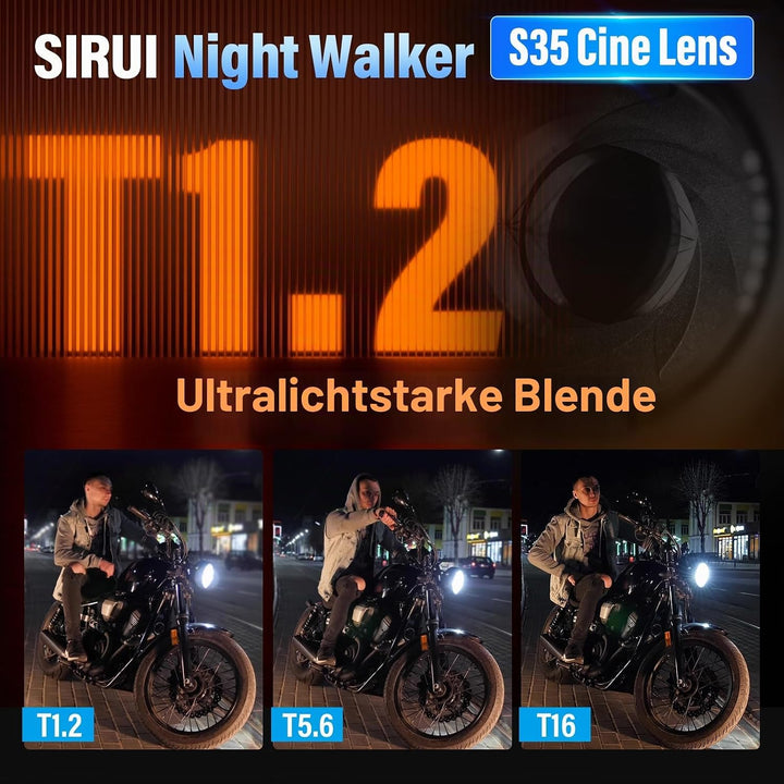 SIRUI Night Walker Cine-Objektiv mit Manuellem Fokus Set, 16mm,24mm,35mm,55mm,75mm, T1.2-Objektiv mi