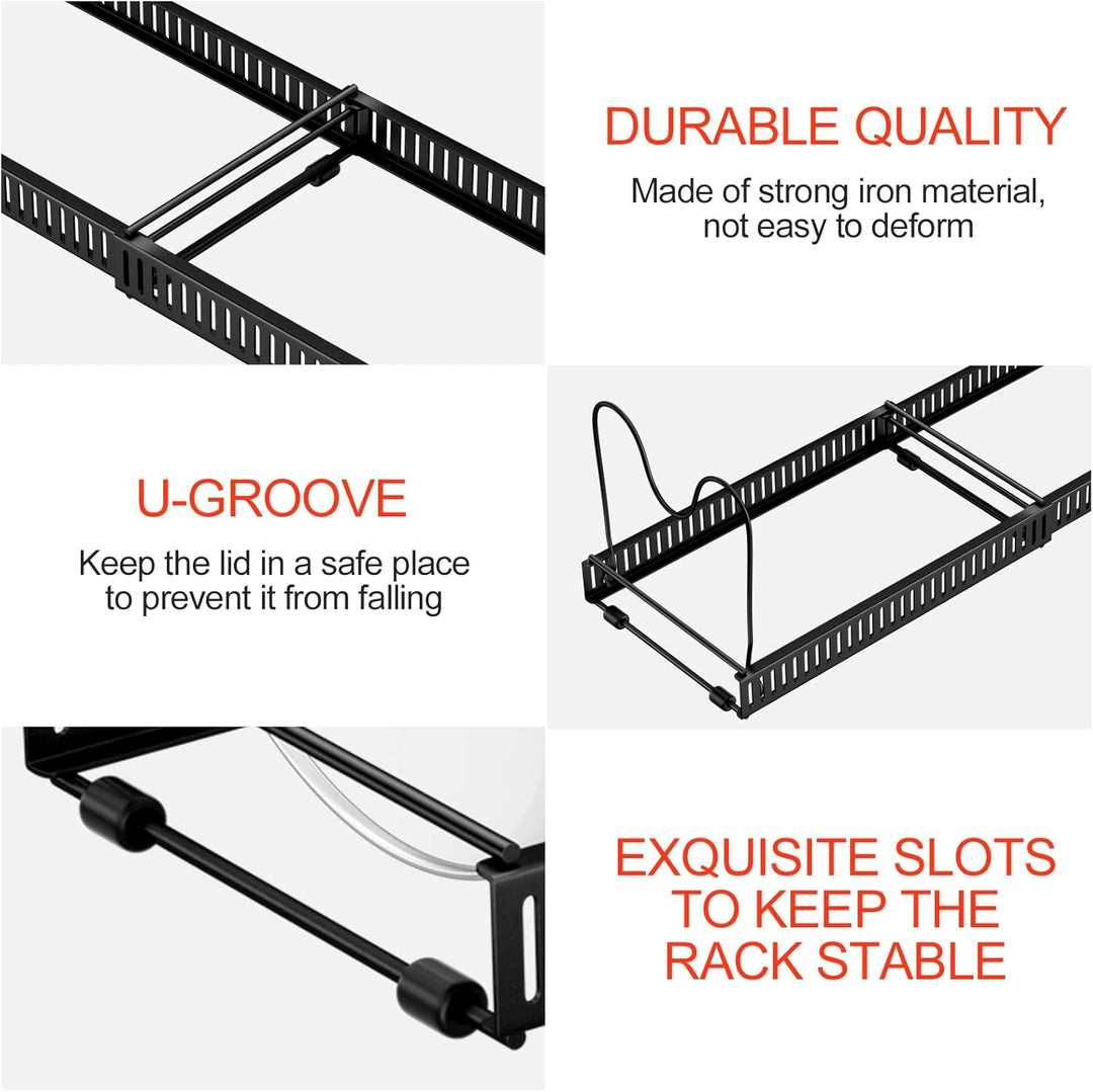 Fousenuk Topfdeckelhalter, Topfdeckel Aufbewahrung mit 10 Verstellbaren Fächern, Küche Pfannen Organ