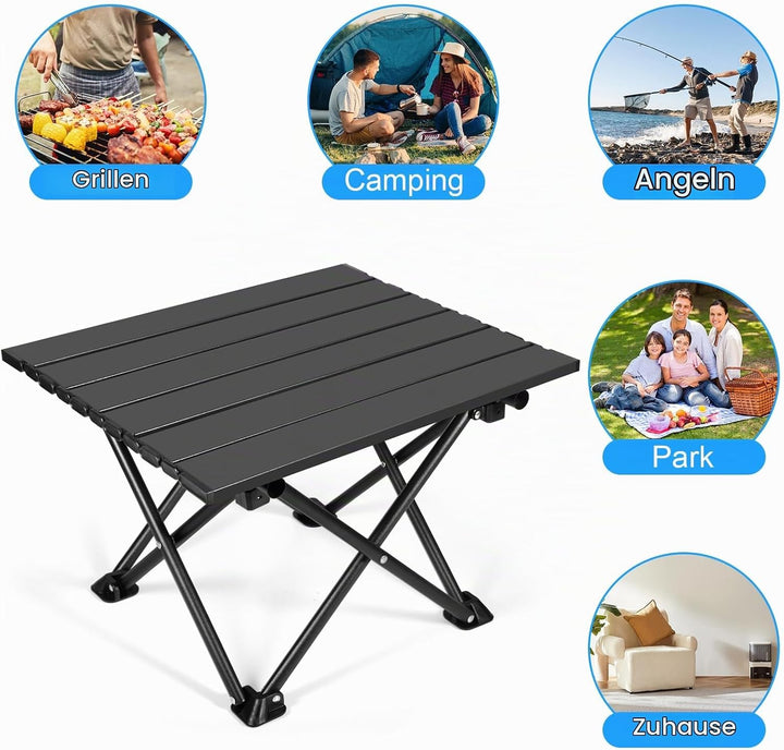 Klappbarer Campingtisch, Ultraleichter Tragbarer Campingtisch aus Karbonstahl mit Tragetasche für Ou