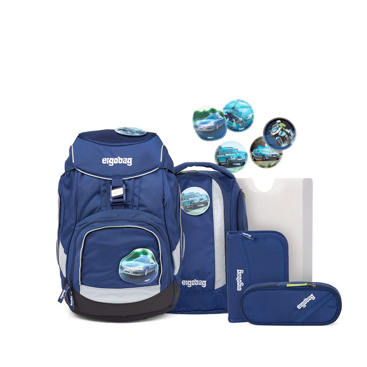 ergobag Pack Schulranzen-Set 6tlg. inkl. Klettie-Set Blaulichtbär - Blau