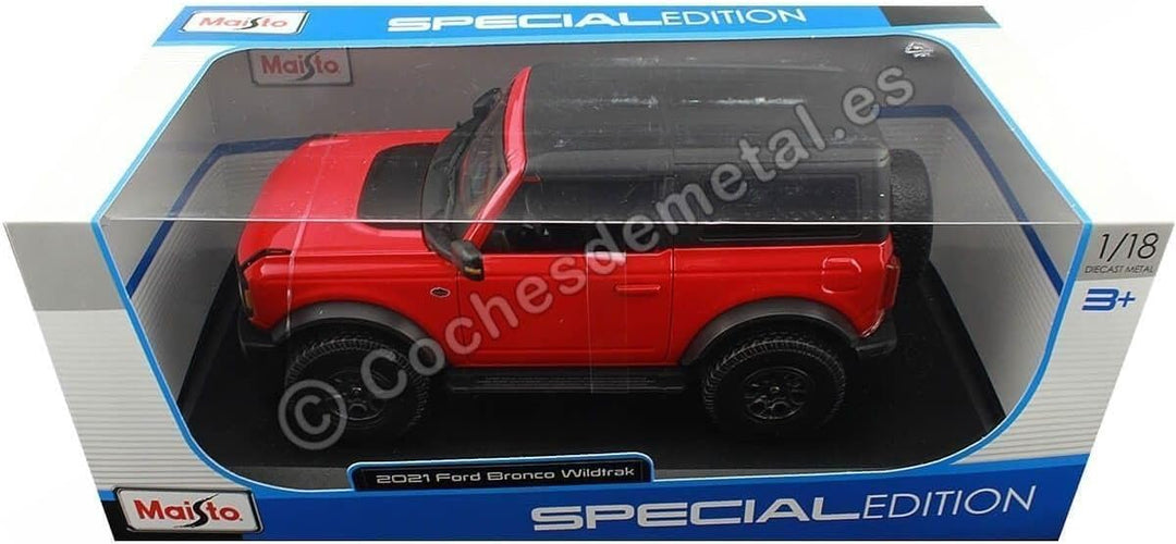 Maisto 531456 Ford Bronco Wildtrak Modellauto im Massstab 1 18, rot