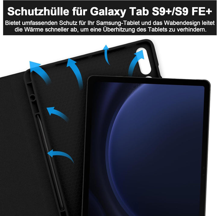 Bettdow für Samsung Galaxy Tab S10+/S10 Plus Tastatur Hülle, QWERTZ Layout Abnehmbarer Beleuchtete T