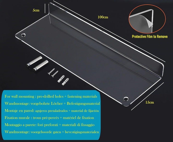 TUKA-i-AKUT 2er 100cm Wand Prospekthalter Acryl Extra Stark, Zeitschriftenhalter Wandregale für Zeit