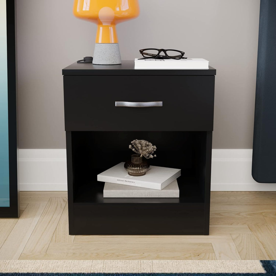 Vida Designs schwarz Nachttisch Schublade, Nachttisch, 1 Schublade, Nachttisch, Metall Griffe & Läuf