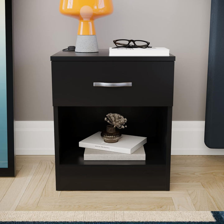 Vida Designs schwarz Nachttisch Schublade, Nachttisch, 1 Schublade, Nachttisch, Metall Griffe & Läuf