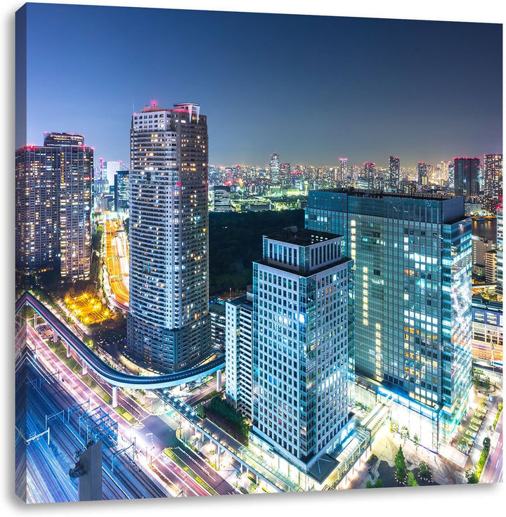 Pixxprint Moderne Architektur in Tokio als Leinwandbild Quadratisch| Grösse: 70x70 | Wandbild| Kunst
