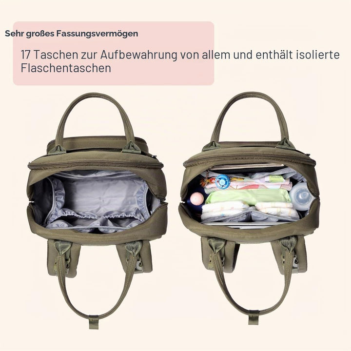 BabbleRoo Baby Wickeltasche/Rucksack, Wickelrucksack lässige Wickeltaschen Armeegrün