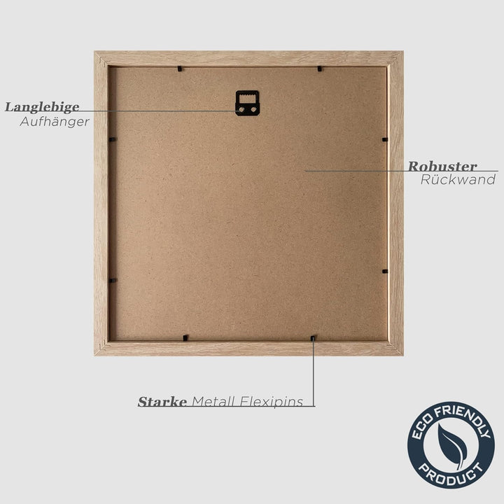 VUVUZULA Bilderrahmen 30x30cm Holz Quadratisch Fotorahmen Holzrahmen MDF Rahmen mit Passepartout 20x