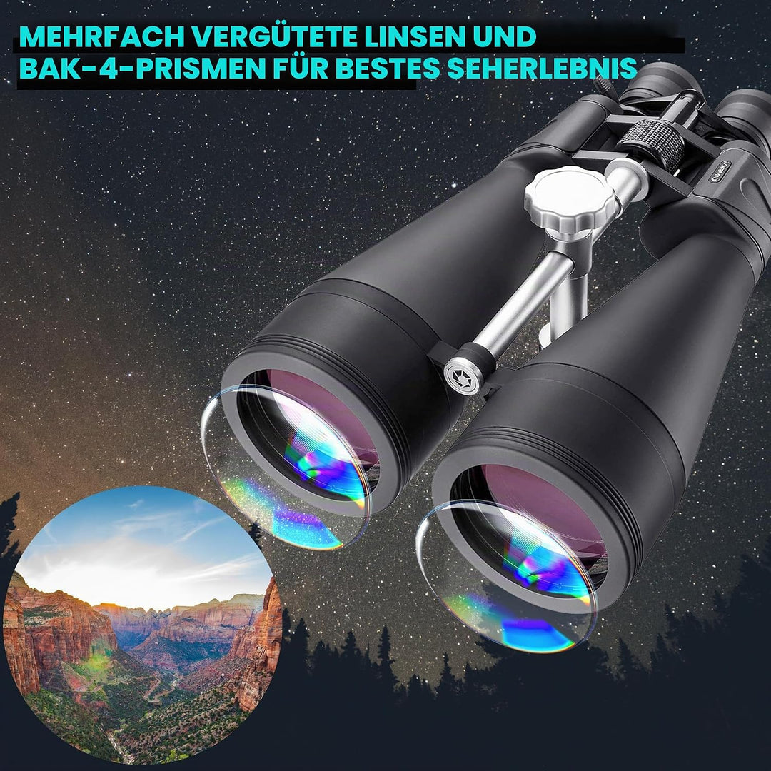 BARSKA Gladiator 25-125x80 Zoom-Fernglas (grünes Objektiv, verstrebter Stativadapter), Schwarz AB105