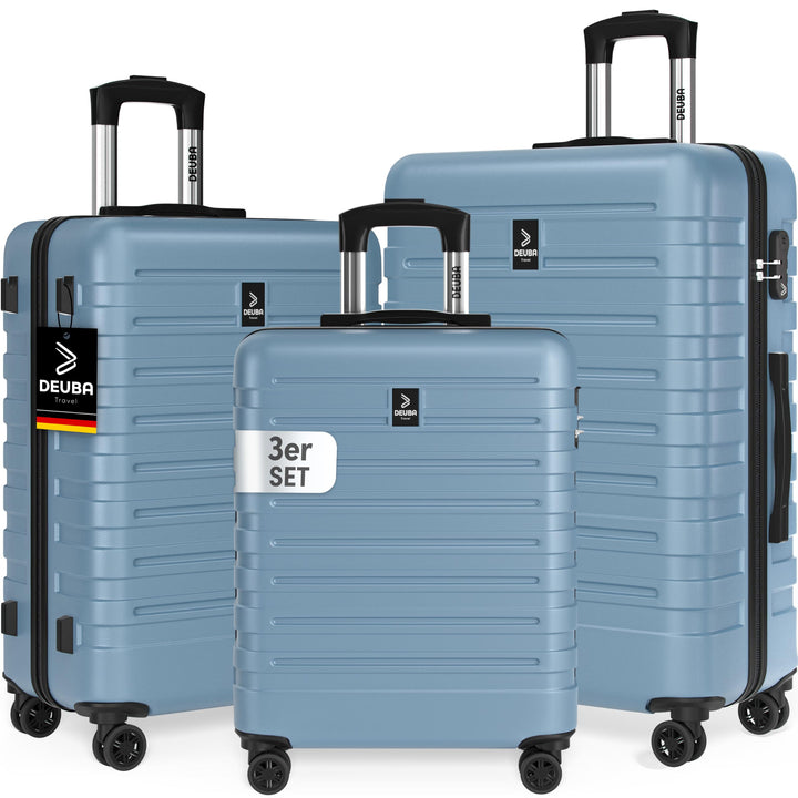 DEUBA® TRAVEL Koffer Set 3tlg 55x40x20 Sicherer Stauraum Kreuzgurt PVC Fach Reisekoffer Gross Trolle
