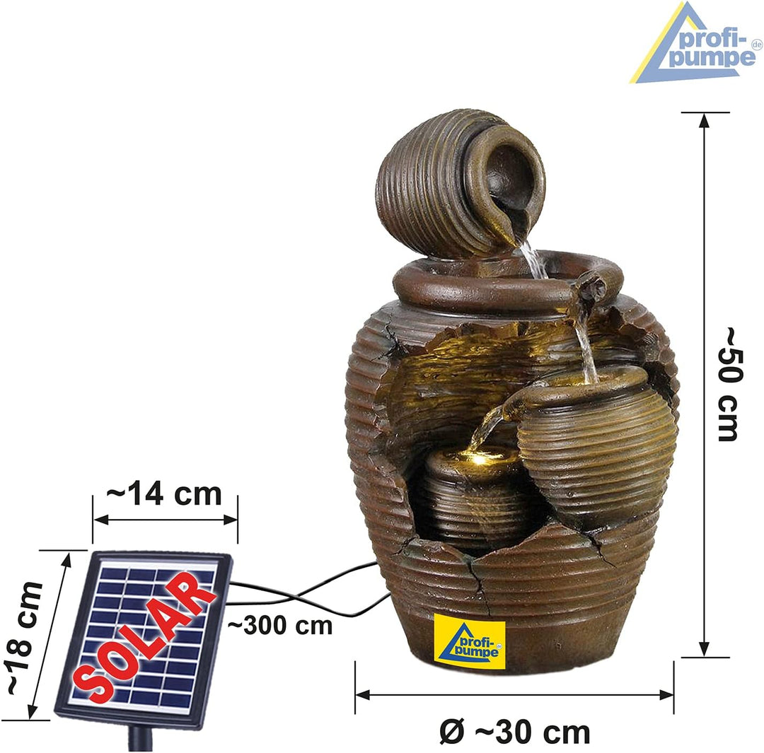 Solar Gartenbrunnen Brunnen Solarbrunnen Zierbrunnen Wasserfall Gartenleuchte Teichpumpe für Terrass