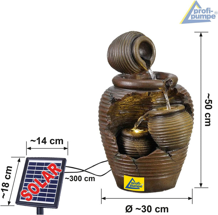 Solar Gartenbrunnen Brunnen Solarbrunnen Zierbrunnen Wasserfall Gartenleuchte Teichpumpe für Terrass