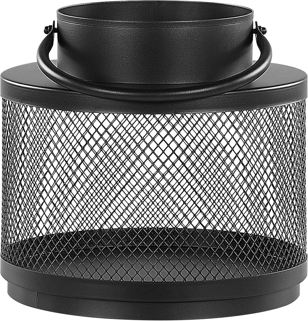 Moderne Laterne schwarz aus Metall 24 cm Metallgitter und Henkel rund Yamdena