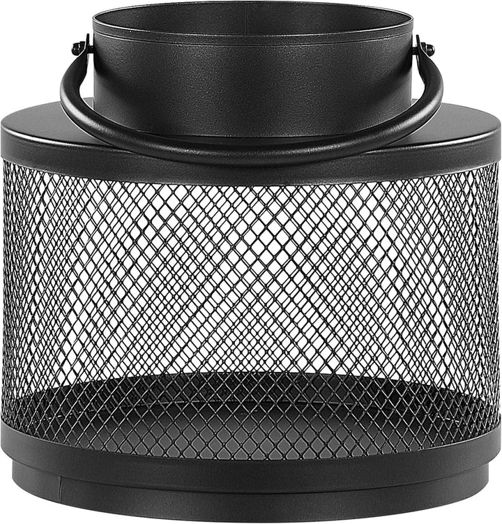 Moderne Laterne schwarz aus Metall 24 cm Metallgitter und Henkel rund Yamdena