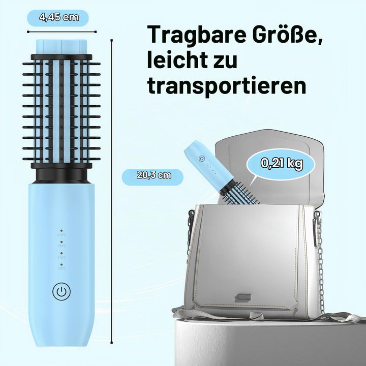 Dricar Kabellose Lockenstabbürste, Tragbare Reise Lockenstäbe Grosse Locken, 40mm Thermobürste Rundb