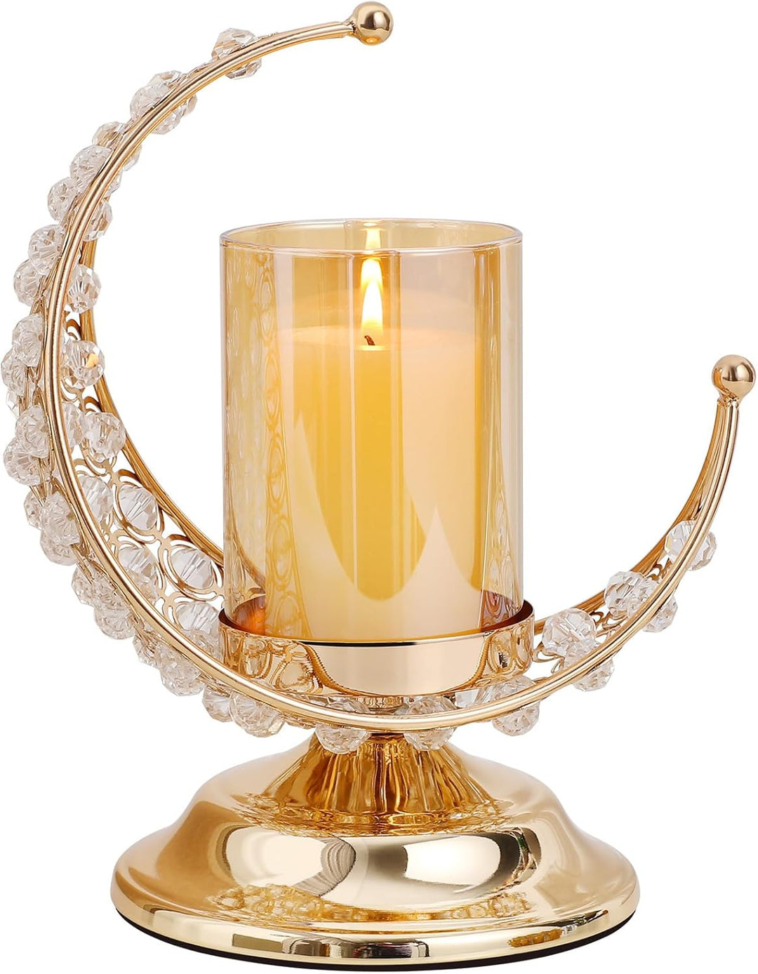 PRETYZOOM Gold Ramadan Kerzenhalter Mond Glas Teelichthalter Arabische Kerzenleuchter Metall Kerzens