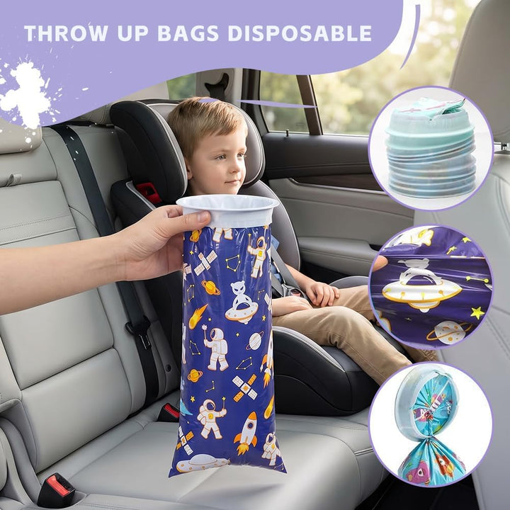 Kotztüten Auto Kinder, 30 Stück Spuckbeutel für Kinder, Spuckbeutel Tragbare Brechbeutel mit Ring, 1