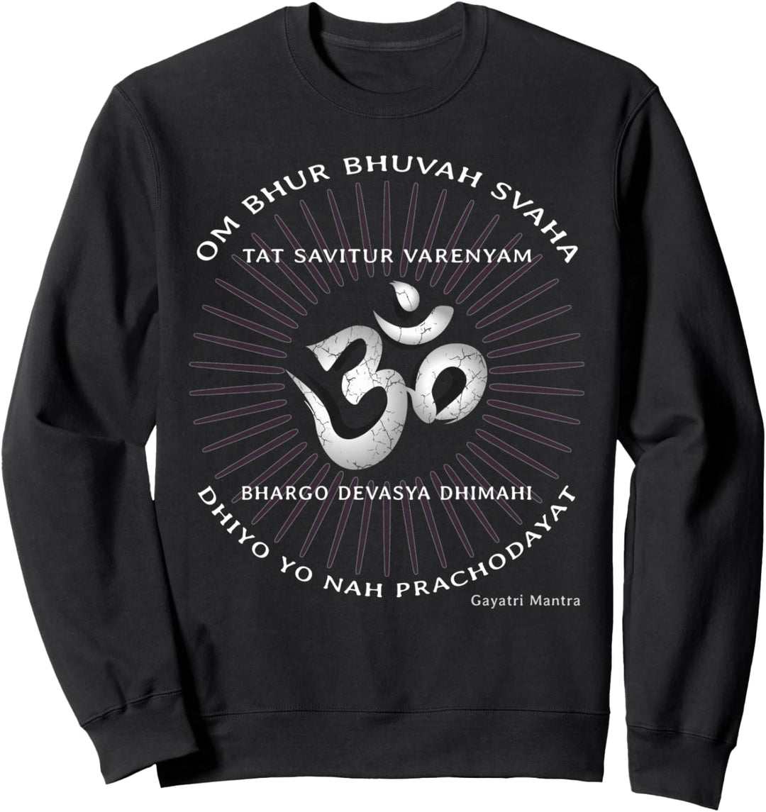 Gayatri Text OM Symbol Yoga Shirt Spirituell Gayatri Mantra Sweatshirt