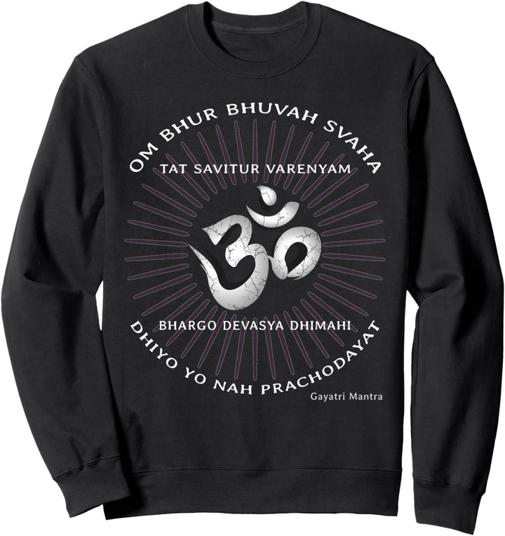 Gayatri Text OM Symbol Yoga Shirt Spirituell Gayatri Mantra Sweatshirt