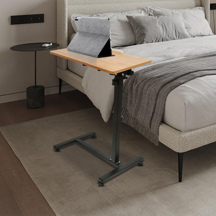 Betttisch mit Rollen, Tisch für Bett, Laptop, Esstisch, Sofa, Bremsen auf beiden Hinterrädern, Bettt