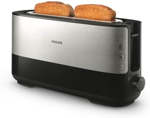 Philips Langschlitztoaster, Edelstahl, Schwarz