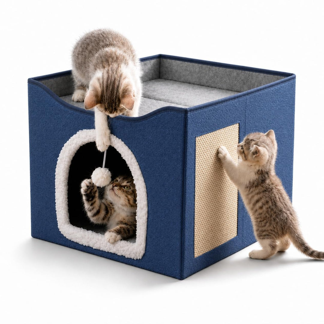 FURRYPAWS Katzenhöhle - Gemütliches Katzenhaus für drinnen und draussen, Ideal als Katzenhaus Indoor